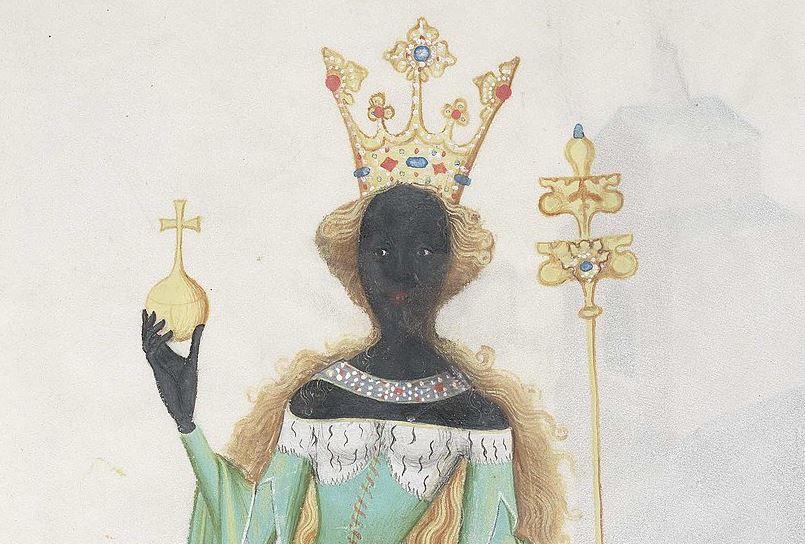 de koningin van Seba in een handschrift van Conrad Keysers Bellifortis